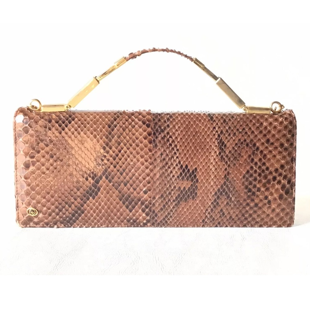 70s Christian Dior Brown Genuine Snakeskin Handbag